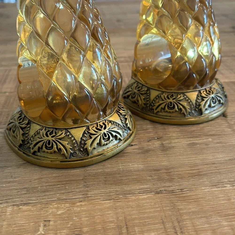 2 Vintage 1970s Amber Acrylic Sconces. Wall Mount | Curtains Rod Holders | MCM